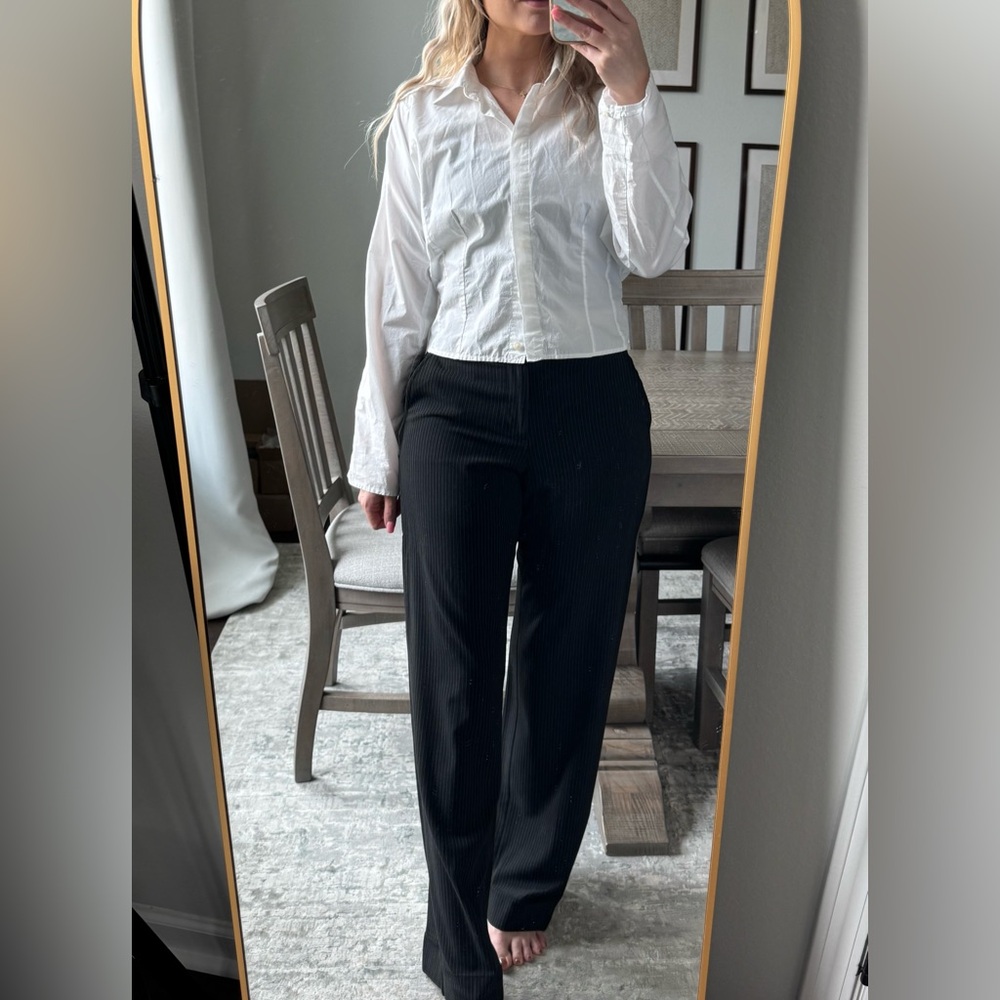 LOFT White Button-Up Crop Blouse Shirt - Picture 4 of 11